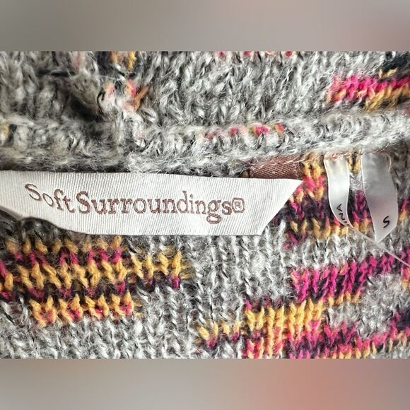 Soft Surroundings Calais Aztec Ultra Soft Open Cardigan Mix Media Pink Sz Small - Picture 4 of 5